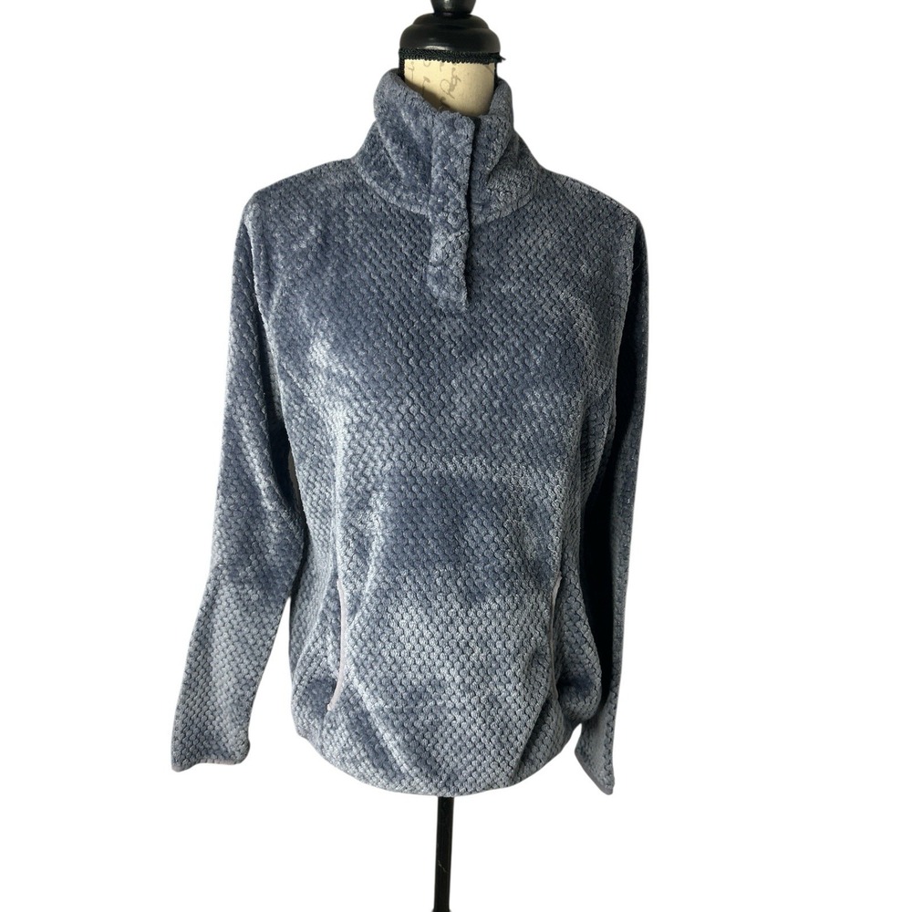 Eddie Bauer Fuzzy Winter Pullover Outdoor Sweatshirt Jacket Blue‎ Size M